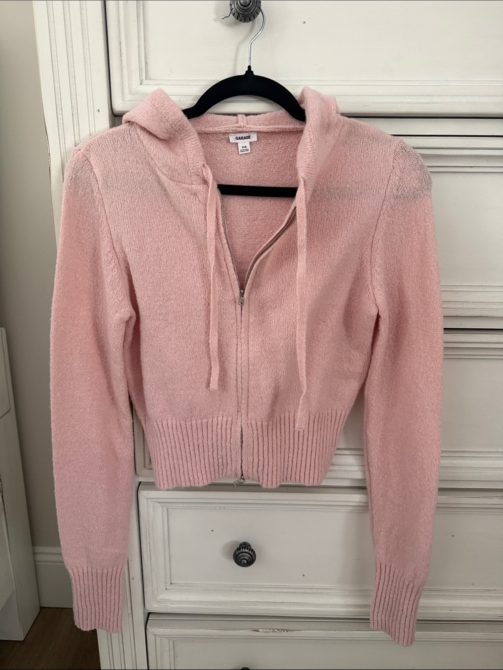 Garage Light Pink Hooded Zip-Up Cardigan